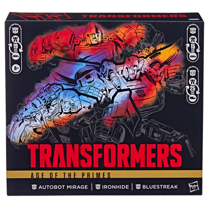 Transformers Age of the Primes Deluxe Class Autobot Mirage, Voyager Class Ironhide, & Deluxe Class Bluestreak